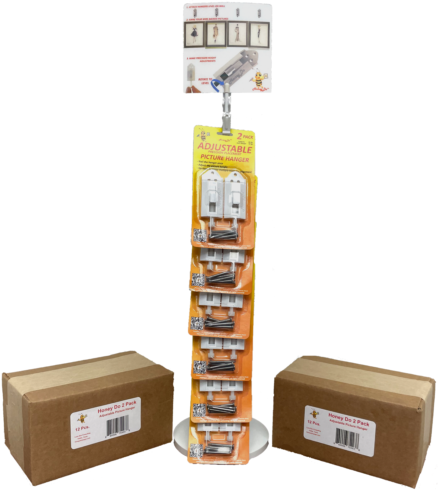 1HDA - (Starter Kit A) HoneyDo® Precision Adjustable Picture Frame Hanger 2-Pack, Small Case, 12 ea. 2-Packs per case