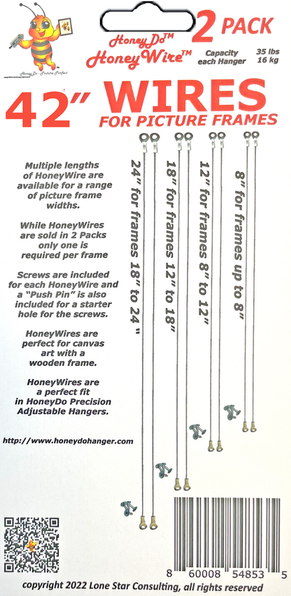 HW0242 - Standard HoneyWire™ 2 Pack 42" Precision Picture Hanging Wire for frames 36" to 42" Wide