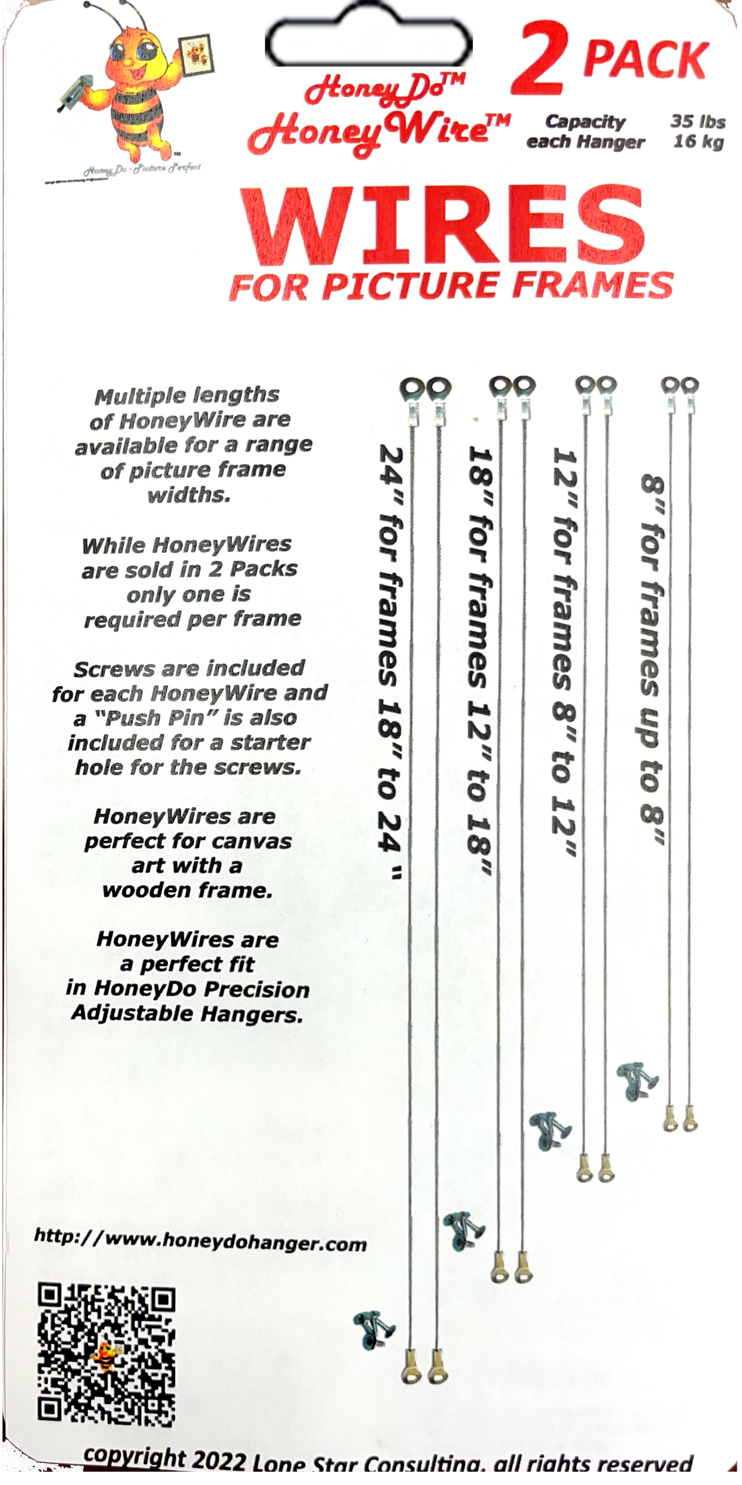 HoneyWire™ Precision Adjustable Picture Frame & Art Hanger Wires - 12 PACK