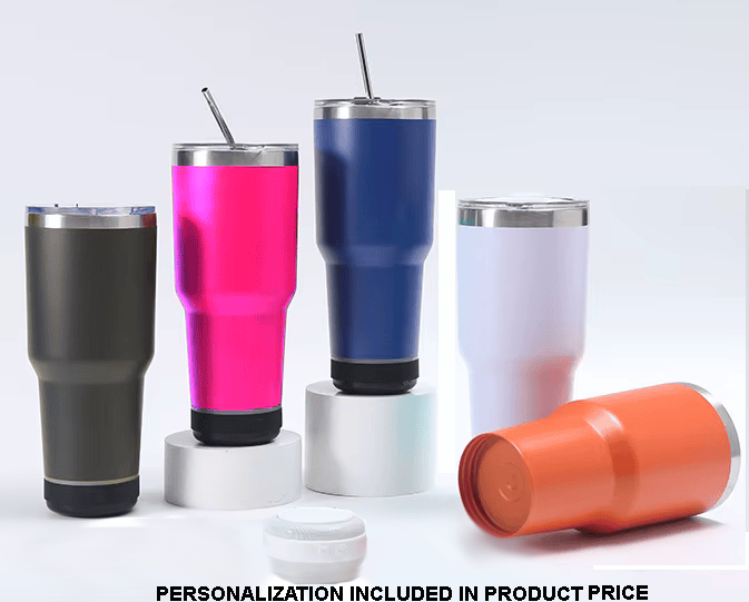 Personalized MUSICAL BLUETOOTH TUMBLERS© - Play your music and keep your drink cold - 40oz.