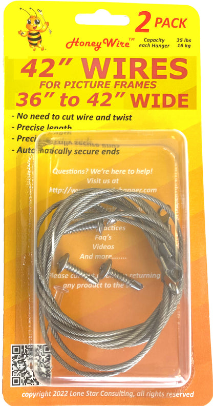 HW0242 - Standard HoneyWire™ 2 Pack 42" Precision Picture Hanging Wire for frames 36" to 42" Wide