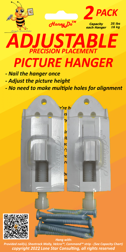3 - HD1-2021-2 picture Hanger adjustable hook- White
